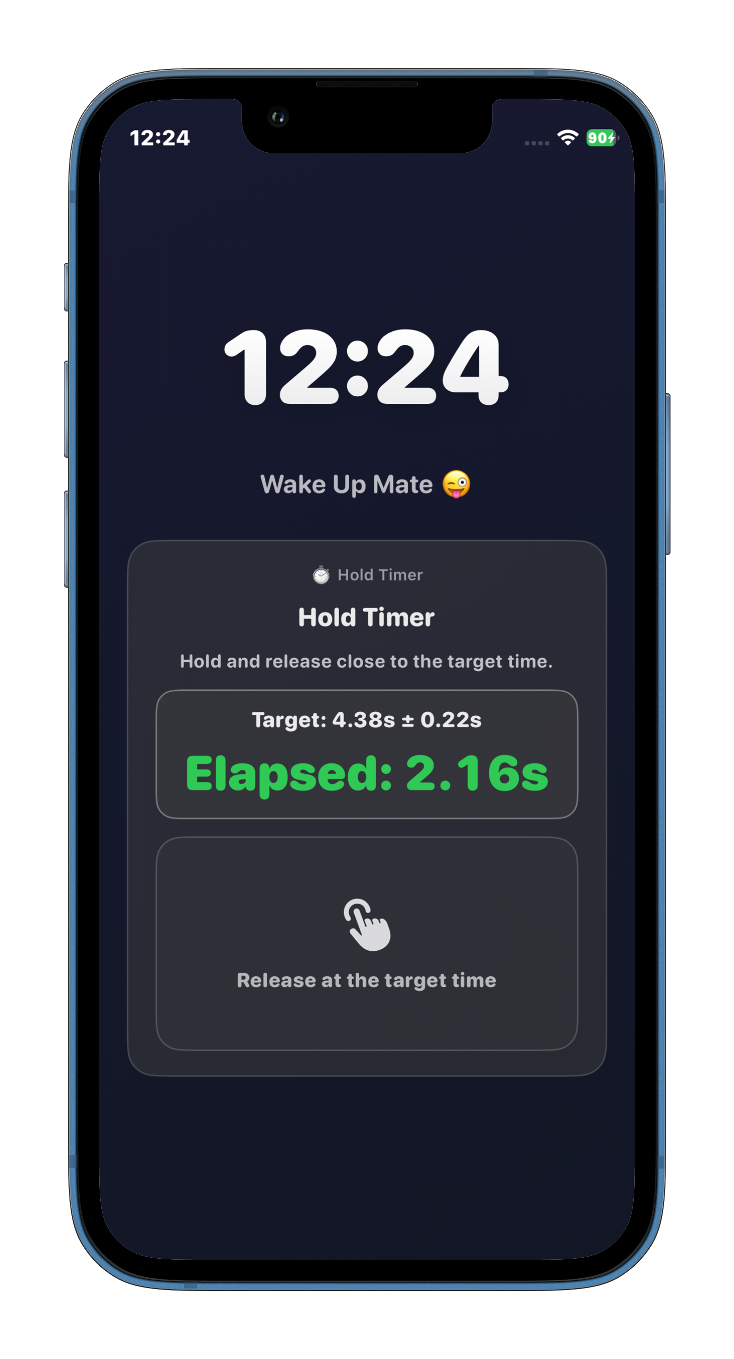 Hold timer mission screen