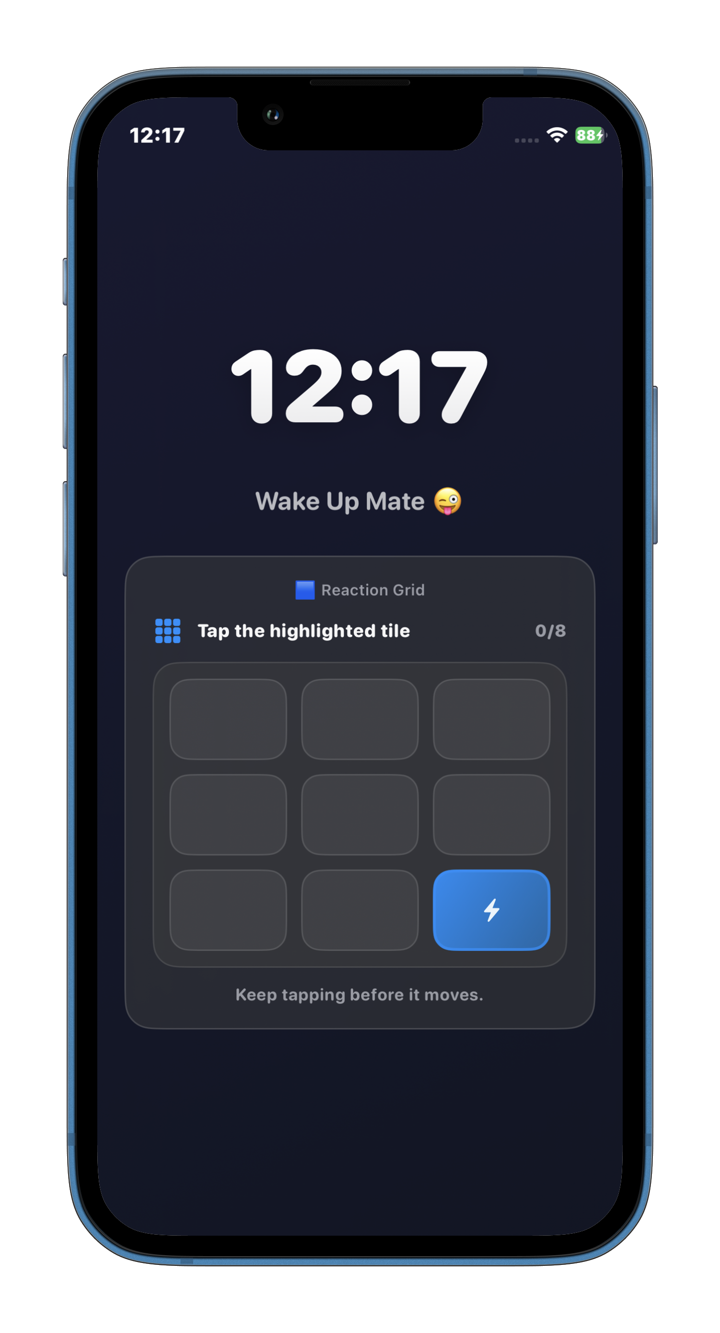 Reaction grid game screen